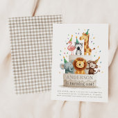 Wild One Zoo Animals Neutral First Birthday Party Kaart