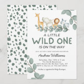 Wild One Zoo Animals Neutrale Gender Baby shower Kaart (Voorkant / Achterkant)