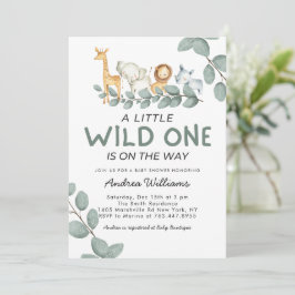 Wild One Zoo Animals Neutrale Gender Baby shower Kaart