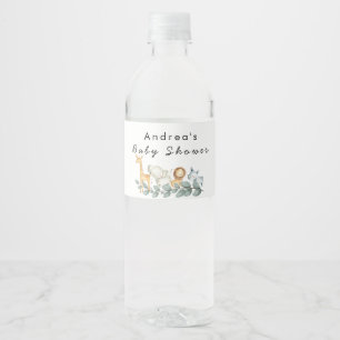 Wild One Zoo Baby shower Waterfles Etiket