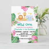 Wild One Zoo regenboog oerwoud 1e Dierenverjaardag Kaart (Staand voorkant)