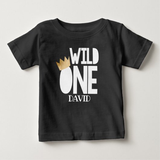 Wild ONE Zwart Goud Baby Boy Eerste Verjaardag Out (Voorkant)