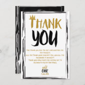 Wild One Zwart Goud Foto 1 1e Verjaardag Bedankt Kaart (Voorkant / Achterkant)