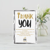 Wild One Zwart Goud Foto 1 1e Verjaardag Bedankt Kaart (Staand voorkant)