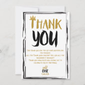 Wild One Zwart Goud Foto 1 1e Verjaardag Bedankt Kaart (Voorkant)