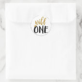 Wild One Zwart + Goud Foto 1 1e Verjaardag Ronde Sticker (Tas)