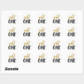 Wild One Zwart + Goud Foto 1 1e Verjaardag Ronde Sticker (Vel)