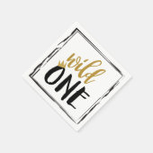 Wild One Zwart + Goud Foto 1 1e Verjaardag Servet (Hoek)