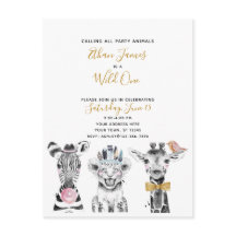 Wild One Zwart Wit Geel Kind Verjaardagsfeestje