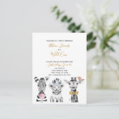 Wild One Zwart Wit Geel Kind Verjaardagsfeestje Uitnodiging Briefkaart (Staand voorkant)