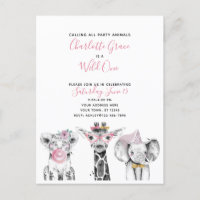 Wild One Zwart Wit Roze Meisje Verjaardagsfeest