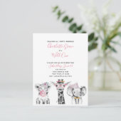 Wild One Zwart Wit Roze Meisje Verjaardagsfeest Uitnodiging Briefkaart (Staand voorkant)