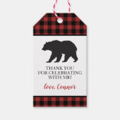 Wild One Zwarte Beer Buffalo Plaid Bedankt Cadeaulabel (Voorkant)