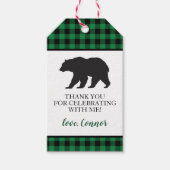 Wild One Zwarte Beer Groen Buffalo Plaid Bedankt Cadeaulabel (Voorkant)