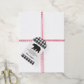 Wild One Zwarte Beer Plaid Bedankt Cadeaulabel (Met Touw)
