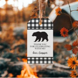 Wild One Zwarte Beer zwart Buffalo Plaid Dank je w Cadeaulabel