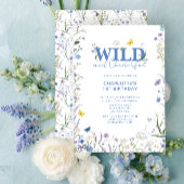 Wild & Onederful 1e Verjaardag Blauwe Wildbloem Kaart