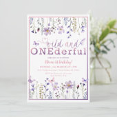 Wild ONEderful Bloemen 1e Verjaardag Uitnodigen Kaart (Staand voorkant)