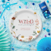 Wild & Onederful Bloemen Roze Meisje 1e Verjaardag Papieren Bordje (Feest)