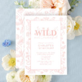 Wild & Onederful Blush Roze Bloemen 1e Verjaardag Kaart