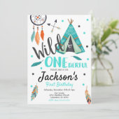 Wild & ONEderful Dreamcatcher Verjaardag Uitnodigi Kaart (Staand voorkant)