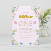 Wild & Onederful Floral Birthday Invitation Kaart (Staand voorkant)