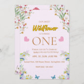 Wild & Onederful Floral Birthday Invitation Kaart (Voorkant / Achterkant)