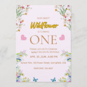 Wild & Onederful Floral Birthday Invitation Kaart (Voorkant)