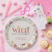 Wild & Onederful Pressed Flowers Meisje 1e Verjaar Papieren Bordje (Feest)