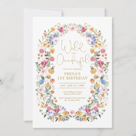 Wild & ONEderful Spring Wildflower 1e verjaardag Kaart (Voorkant)