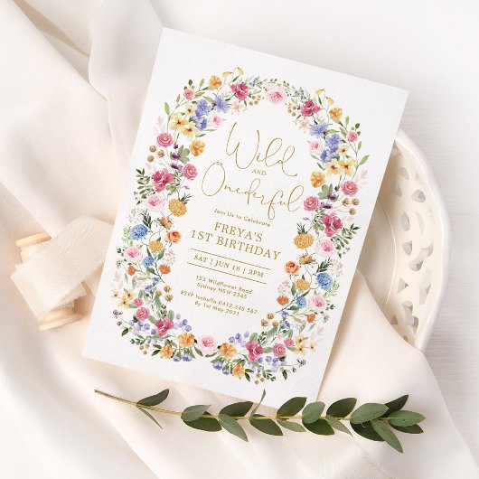 Wild & ONEderful Spring Wildflower 1e verjaardag Kaart