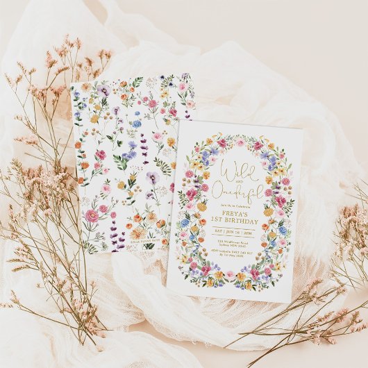 Wild & ONEderful Spring Wildflower 1e verjaardag Kaart