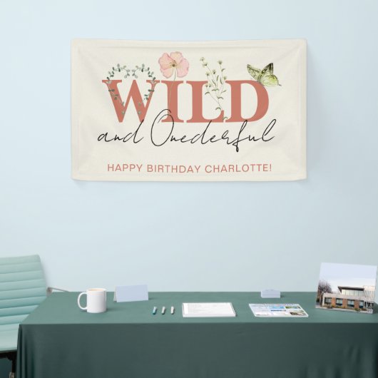 Wild & Onederful Terracotta Meisje 1e Verjaardag Spandoek (Beurs)