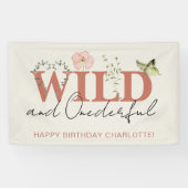 Wild & Onederful Terracotta Meisje 1e Verjaardag Spandoek (Horizontaal)