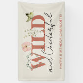 Wild & Onederful Terracotta Meisje 1e Verjaardag Spandoek (Verticaal)