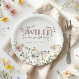 Wild & Onederful Wilde Bloem 1e Verjaardagsfeestje Papieren Bordje