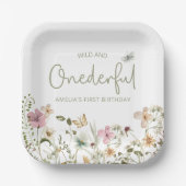 Wild & Onederful Wildflower 1e Verjaardagsfeest Papieren Bordje (Voorkant)