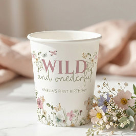 Wild & Onederful Wildflower 1st Birthday Party Papieren Bekers
