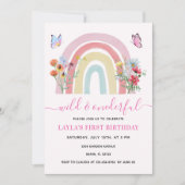 Wild & Onederful Wildflower Regenboog 1e Verjaarda Kaart (Voorkant)