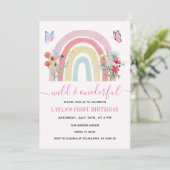 Wild & Onederful Wildflower Regenboog 1e Verjaarda Kaart (Staand voorkant)