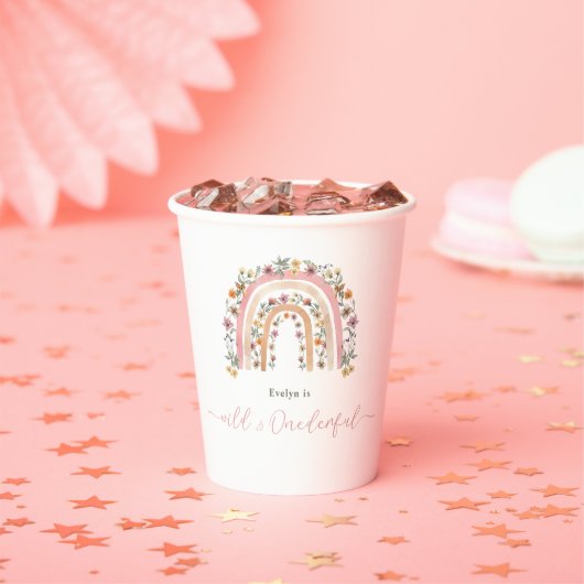 Wild & Onederful Wildflower Regenboog 1e Verjaarda Papieren Bekers (Insitu)