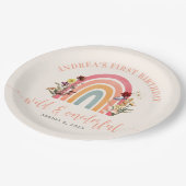 Wild & Onederful Wildflower Regenboog 1e Verjaarda Papieren Bordje (Gekanteld)