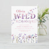 Wild & Onederful Wildflower Vlinder 1e Verjaardag Kaart (Staand voorkant)