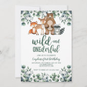 Wild Onederful Woodland Animal First Birthday Kaart (Voorkant)