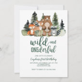 Wild Onederful Woodland Animal First Birthday Kaart (Voorkant)