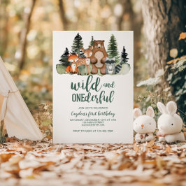 Wild Onederful Woodland Animal First Birthday Kaart