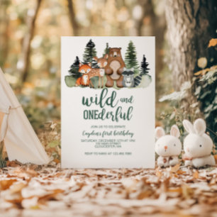 Wild Onederful Woodland Animal First Birthday Kaart