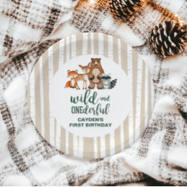 Wild Onederful Woodland Animal First Birthday Papieren Bordje