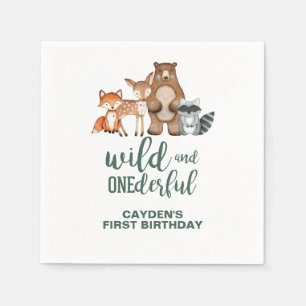Wild Onederful Woodland Animal First Birthday Servet