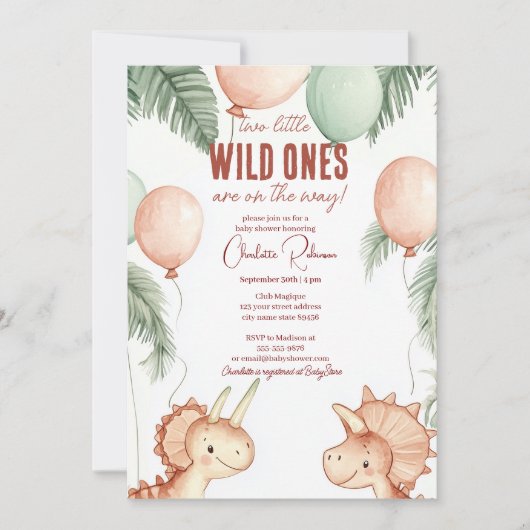 Wild Ones en Twins Baby shower Kaart (Voorkant)